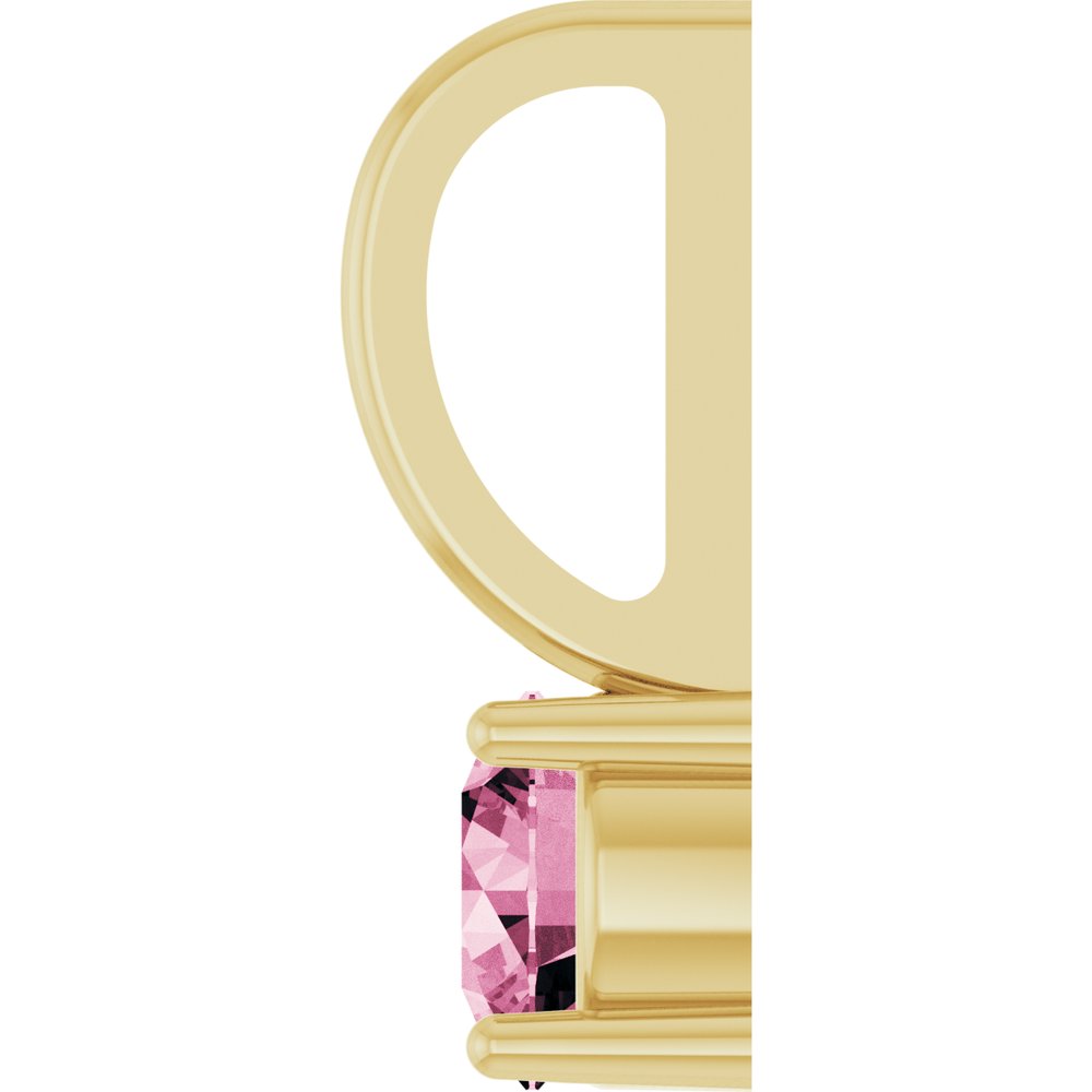14K Yellow Imitation Pink Tourmaline Solitaire Charm/Pendant