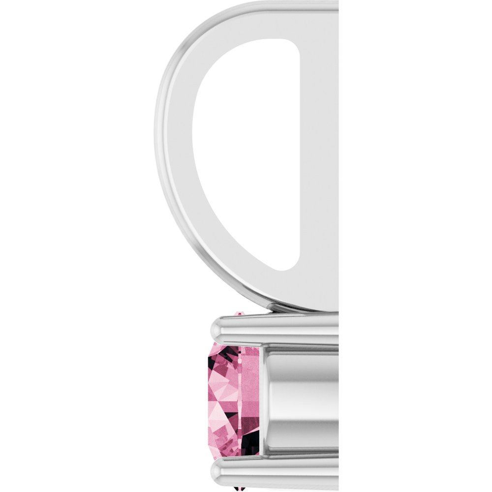 14K White Gold Imitation Pink Tourmaline Solitaire Charm/Pendant
