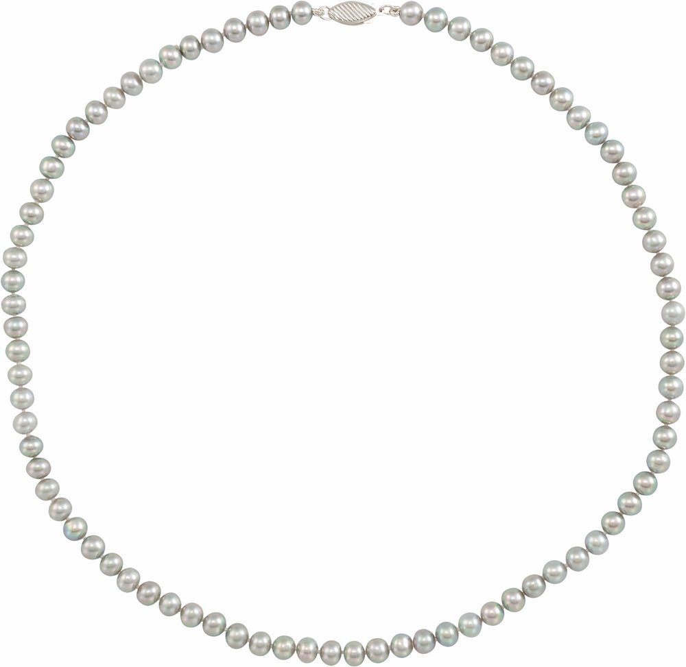 14K White Gold Cultured Gray Freshwater Pearl 16" Necklace