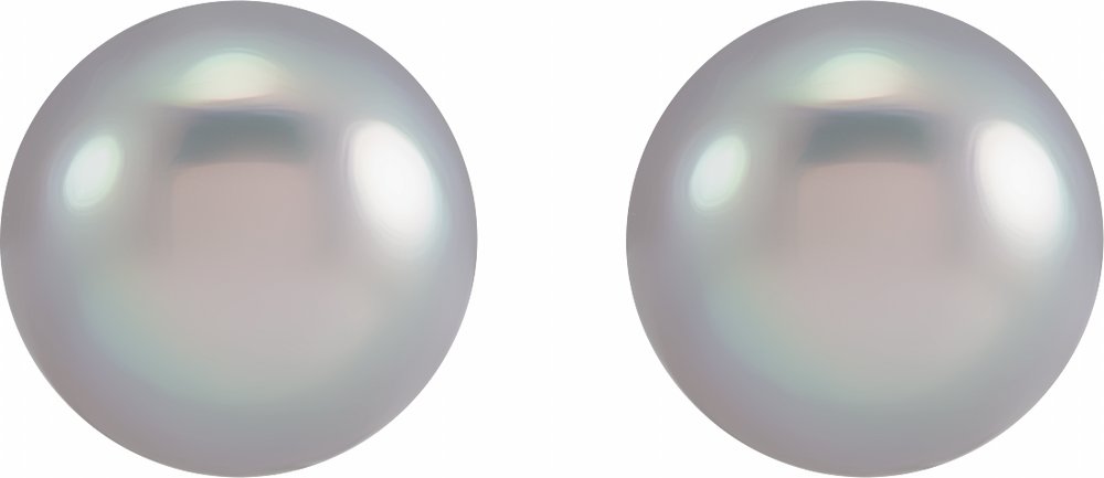 14K White Gold 6.5-7 mm Cultured Gray Freshwater Pearl Earrings
