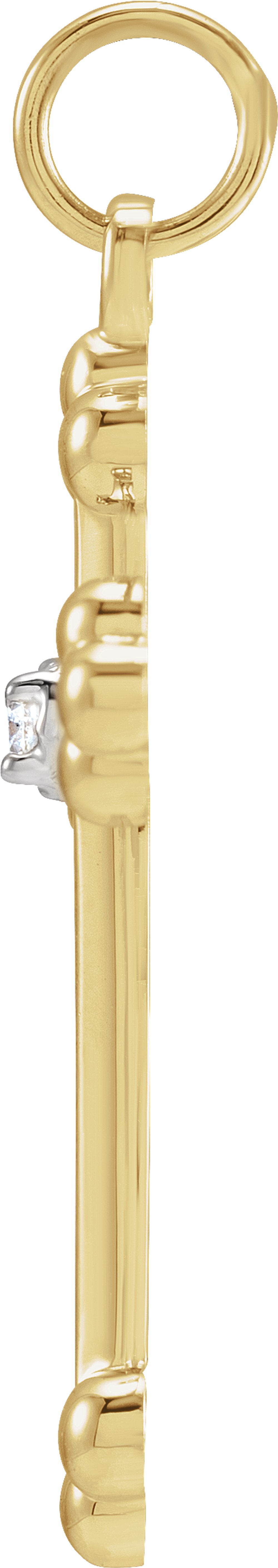 14K Yellow/White Gold .005 CT Natural Diamond Cross Pendant