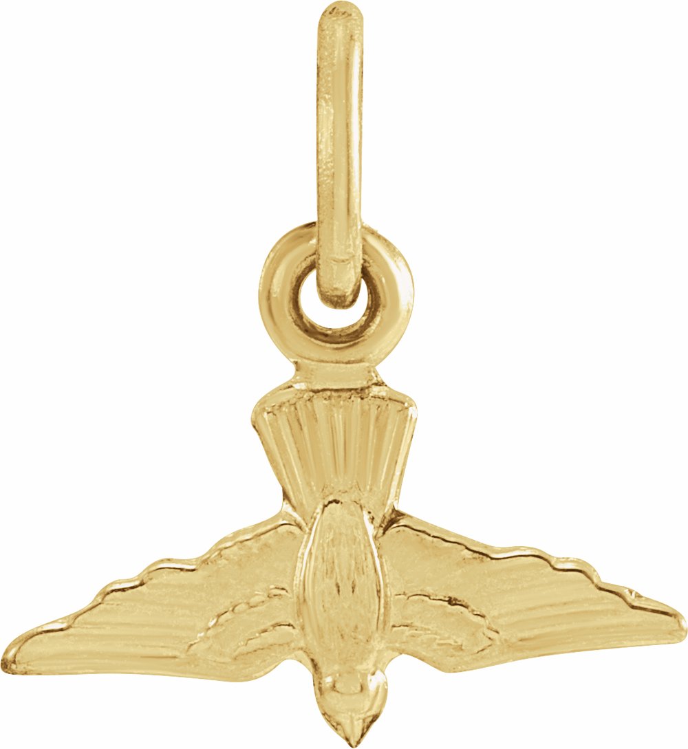 14K Yellow 12x9 mm White Dove Pendant