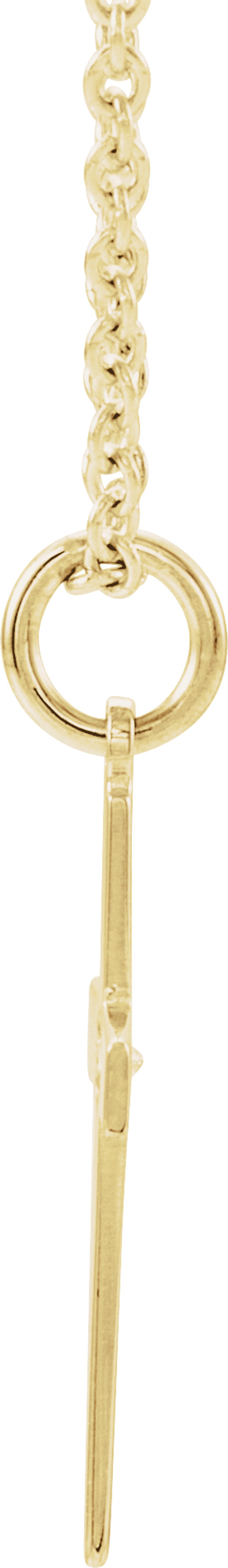 14K Yellow Gold .0075 CT Natural Diamond Youth Cross 15" Necklace