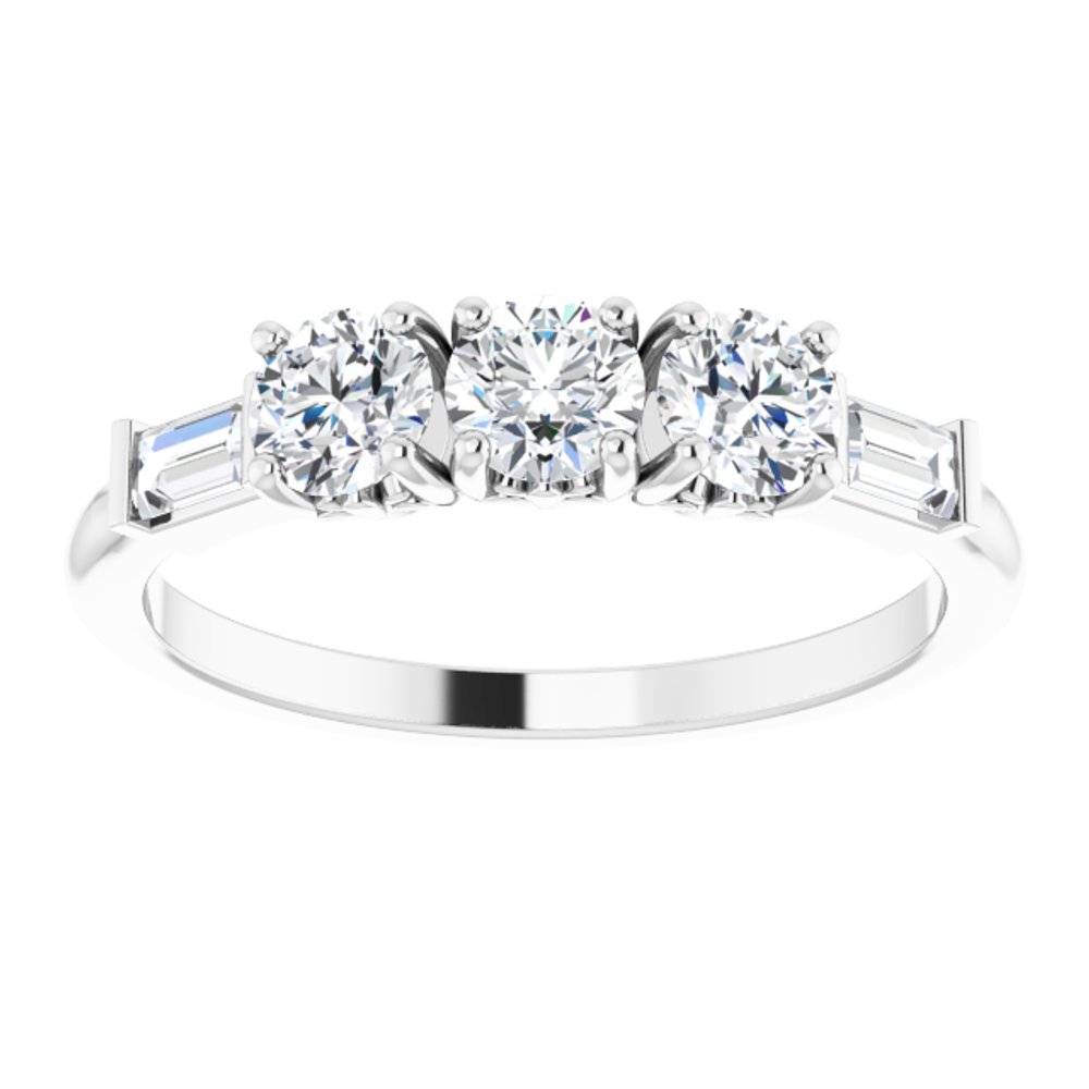 14K White 9/10 CTW Natural Diamond Three-Stone Anniversary Band