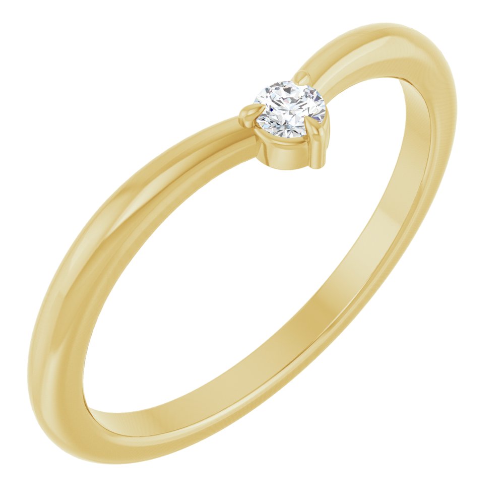 14K Yellow Gold .06 CT Natural Diamond Stackable V Ring