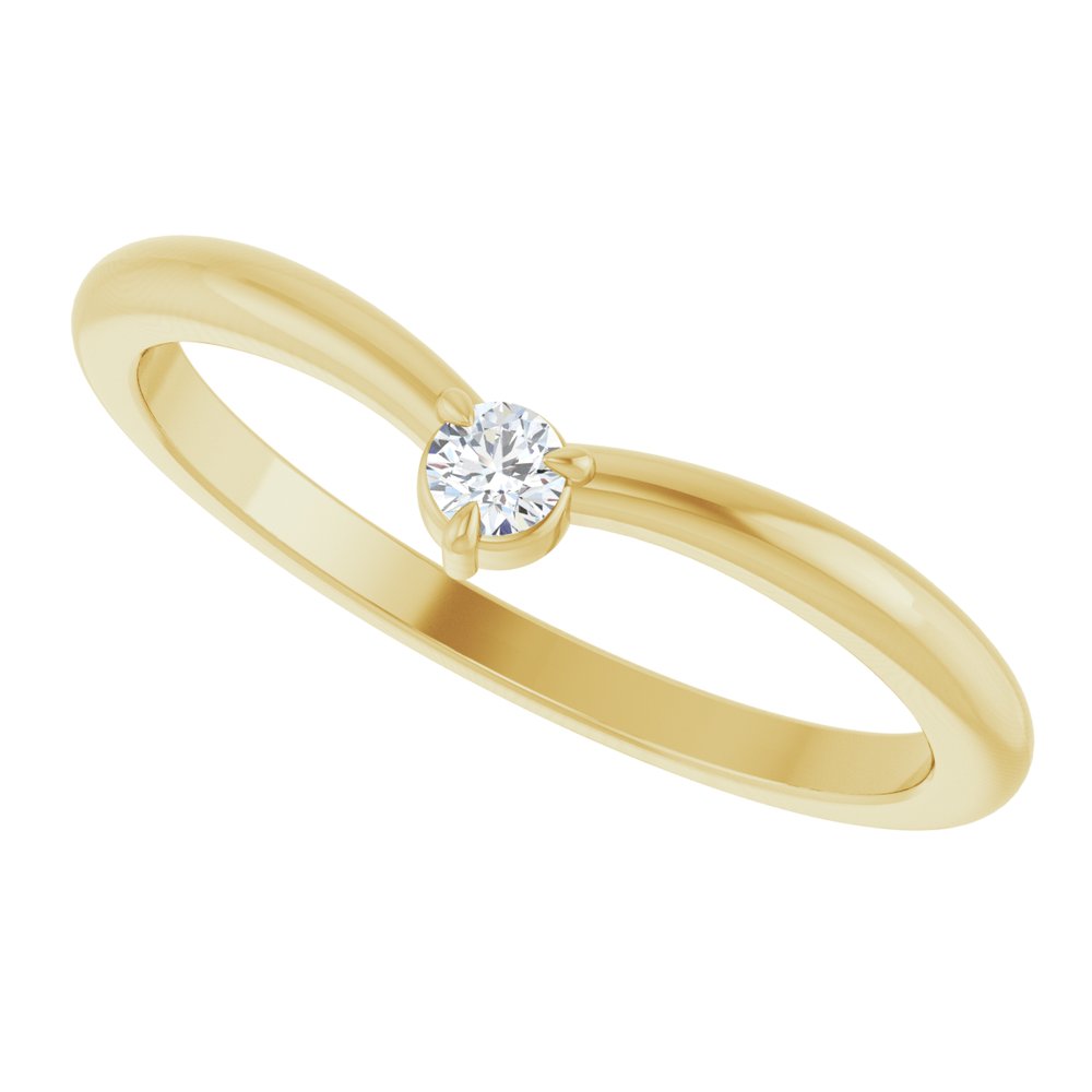 14K Yellow Gold .06 CT Natural Diamond Stackable V Ring