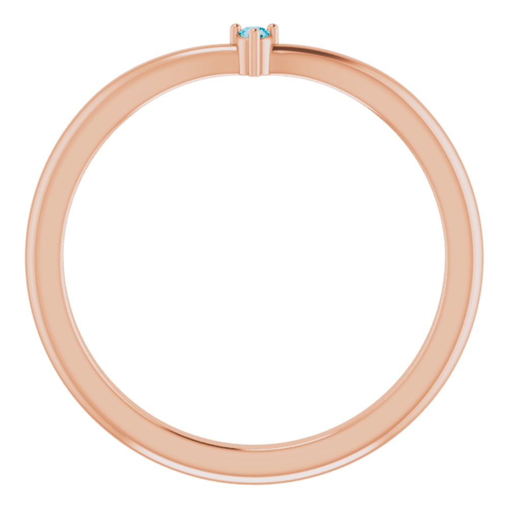 14K Rose Gold Natural London Blue Topaz Stackable V Ring
