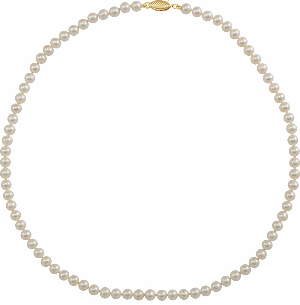 14K Yellow Gold Cultured White Freshwater Pearl 16" Necklace