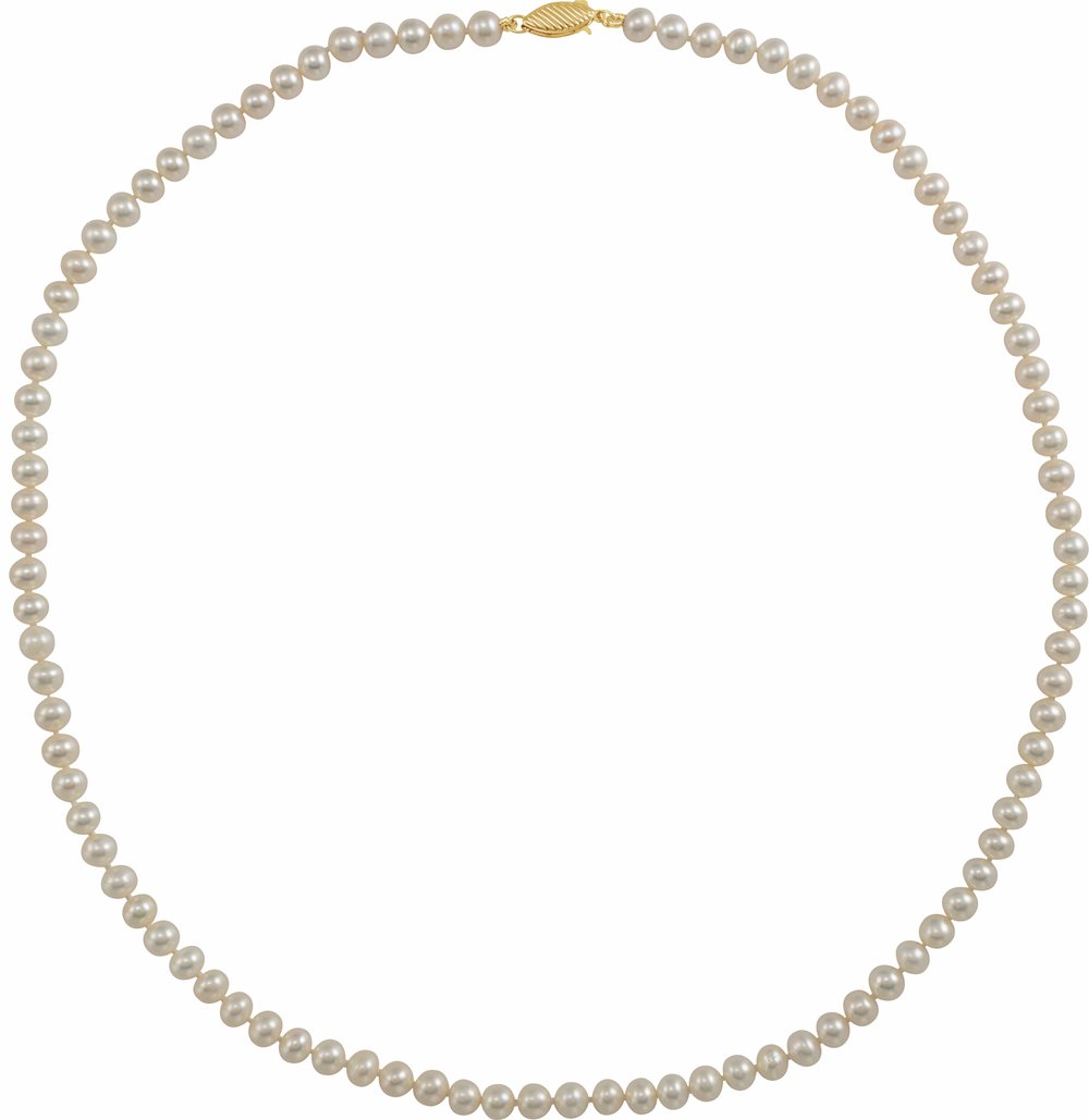 14K Yellow Gold Cultured White Freshwater Pearl 18" Necklace