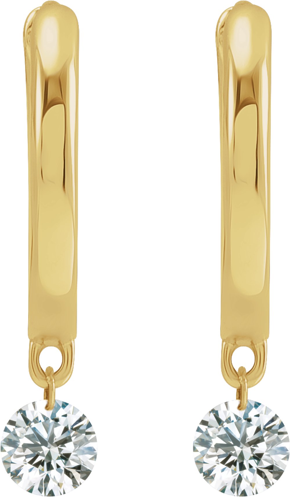 14K Yellow Gold 1/3 CTW Drilled Natural Diamond Hinged Hoop Earrings