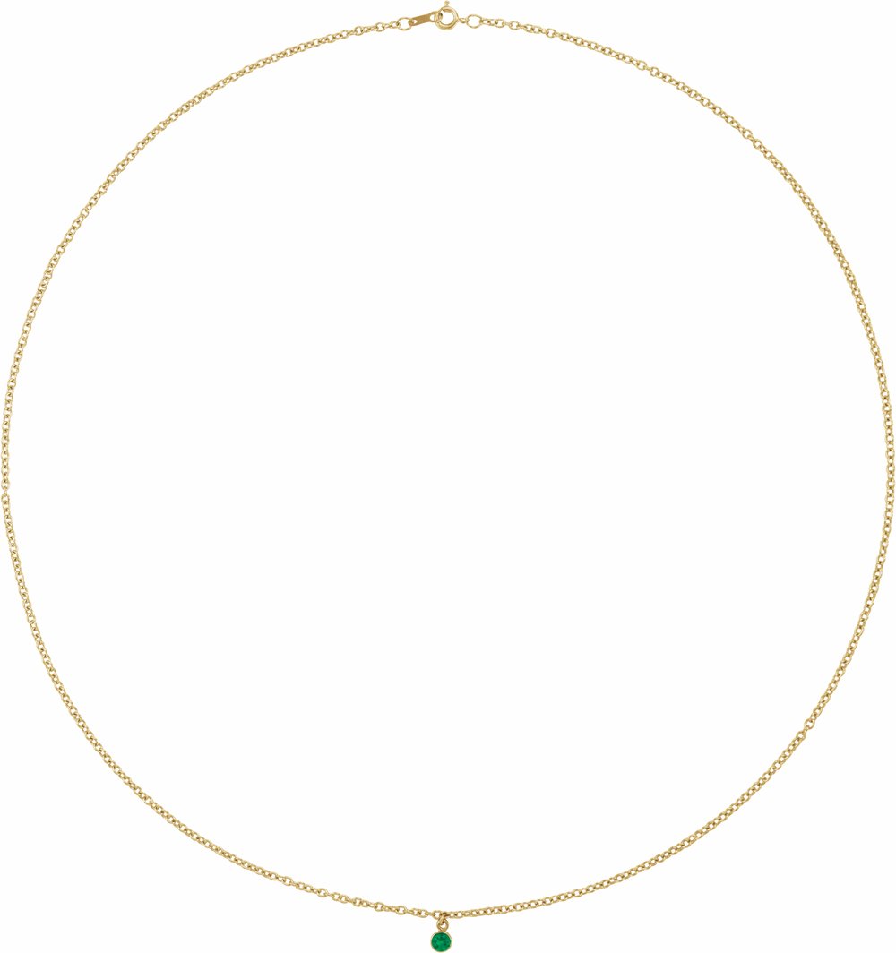 14K Yellow Natural Emerald 16" Necklace