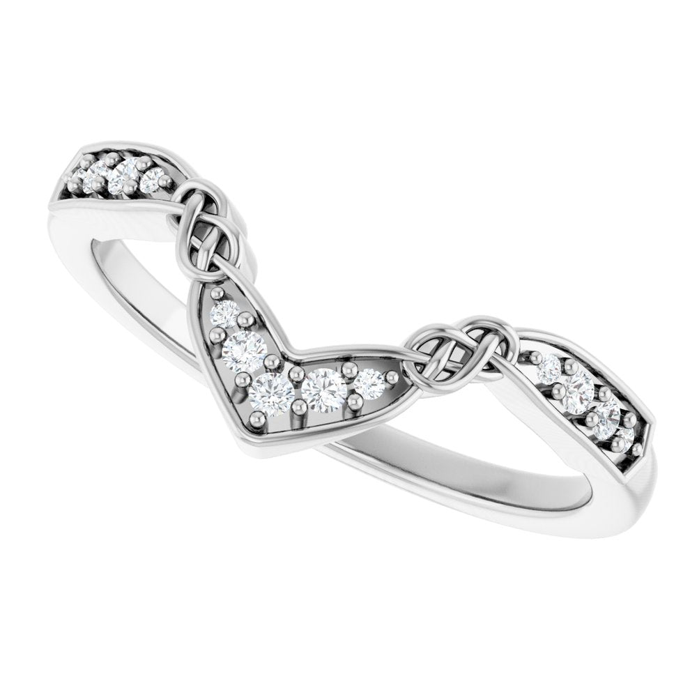 14K White Gold .08 CTW Natural Diamond Celtic-Inspired Contour Band