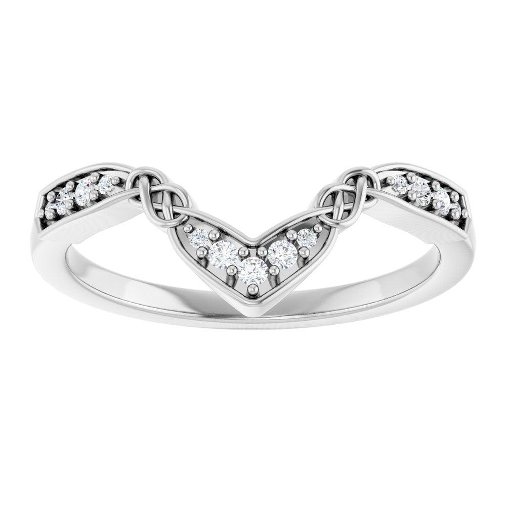 14K White Gold .08 CTW Natural Diamond Celtic-Inspired Contour Band