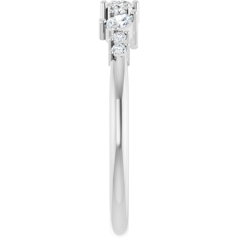 14K White Gold 1/4 CTW Natural Diamond Asymmetrical Anniversary Band
