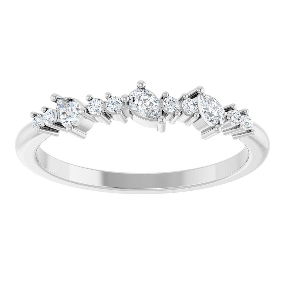 14K White Gold 1/4 CTW Natural Diamond Asymmetrical Anniversary Band