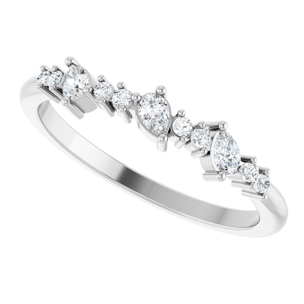 14K White Gold 1/4 CTW Natural Diamond Asymmetrical Anniversary Band