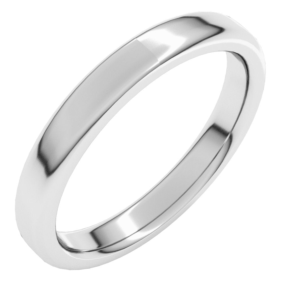 14K White Gold 3 mm Round-Edge Comfort-Fit Flat Band Size 7