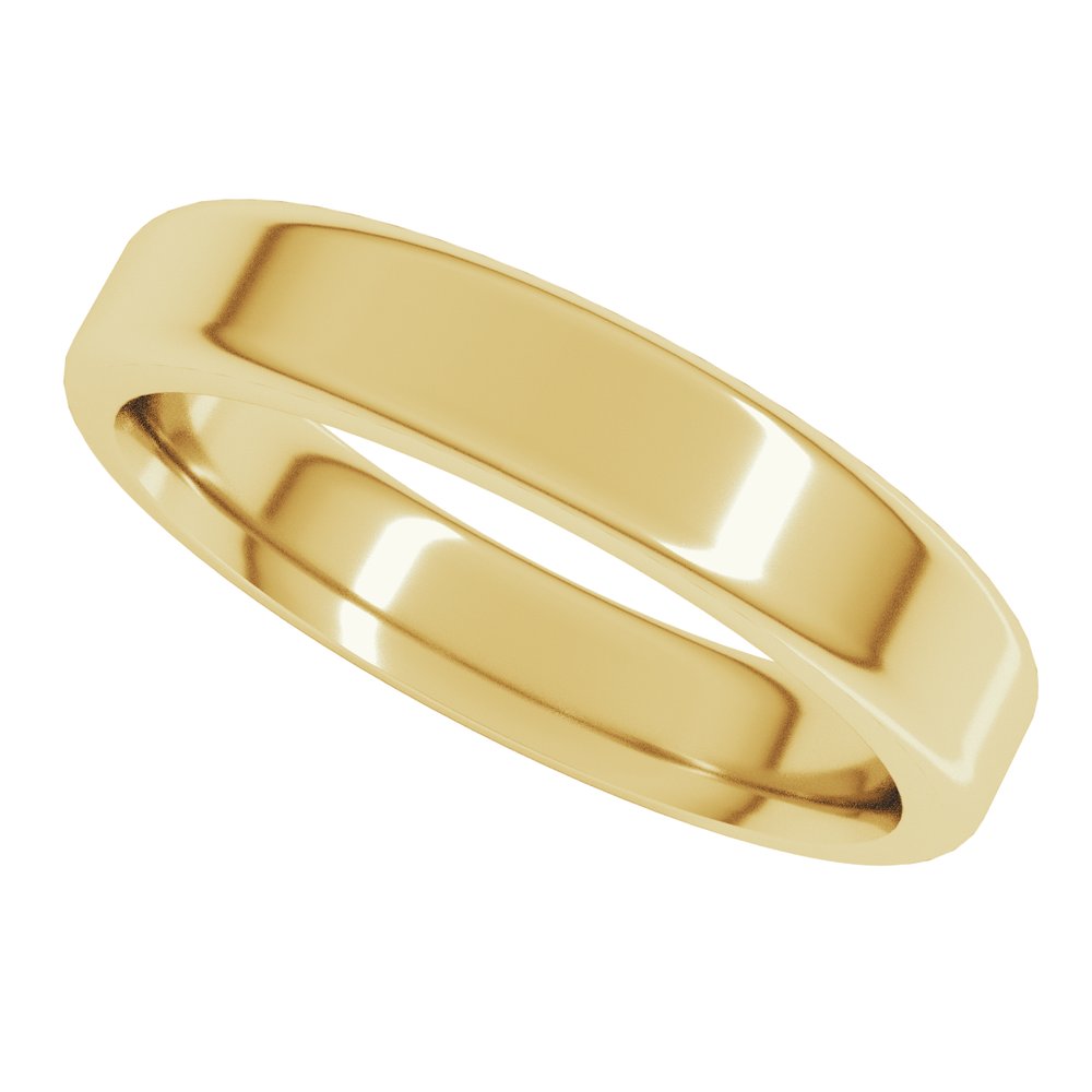 14K Yellow Gold 4 mm Round-Edge Comfort-Fit Flat Band Size 10.5