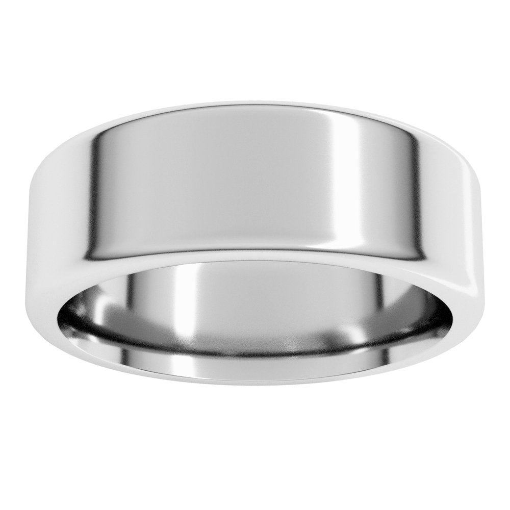 14K White 7 mm Round-Edge Comfort-Fit Flat Band Size 11