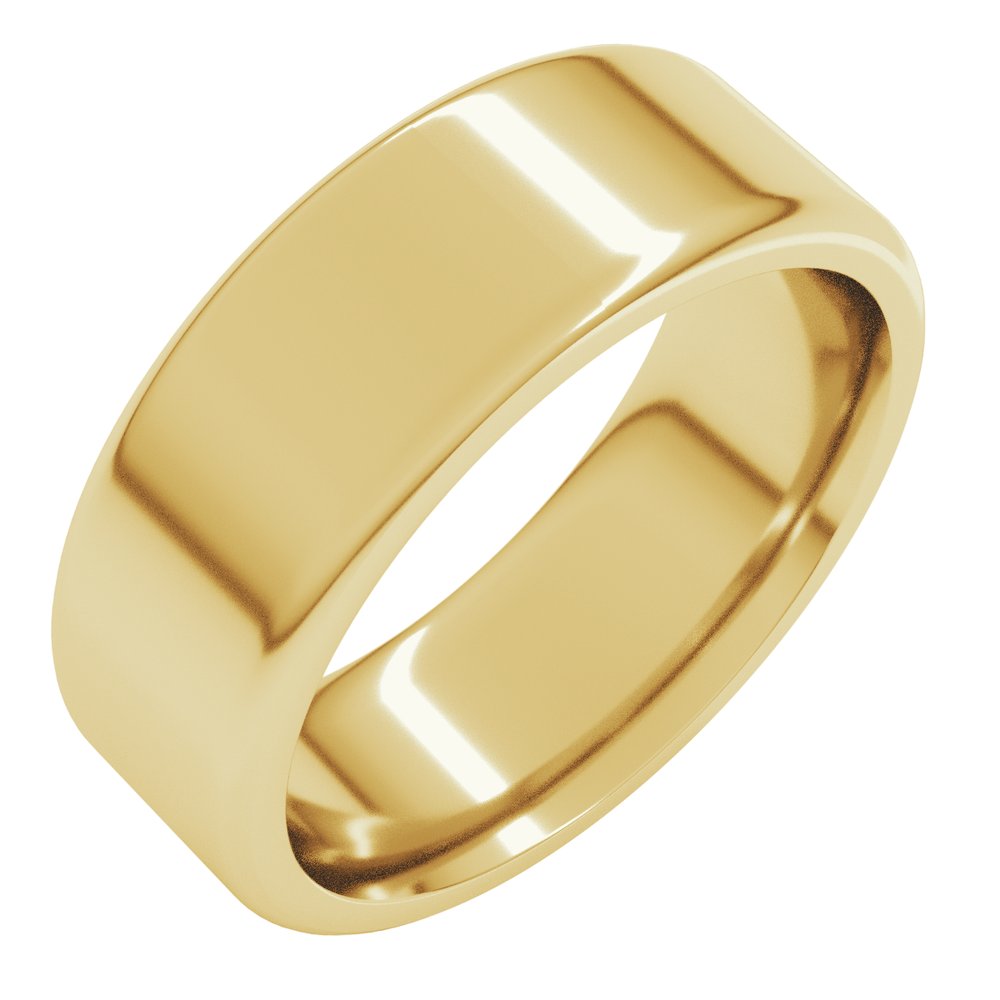 14K Yellow Gold 7 mm Round-Edge Comfort-Fit Flat Band Size 7.5