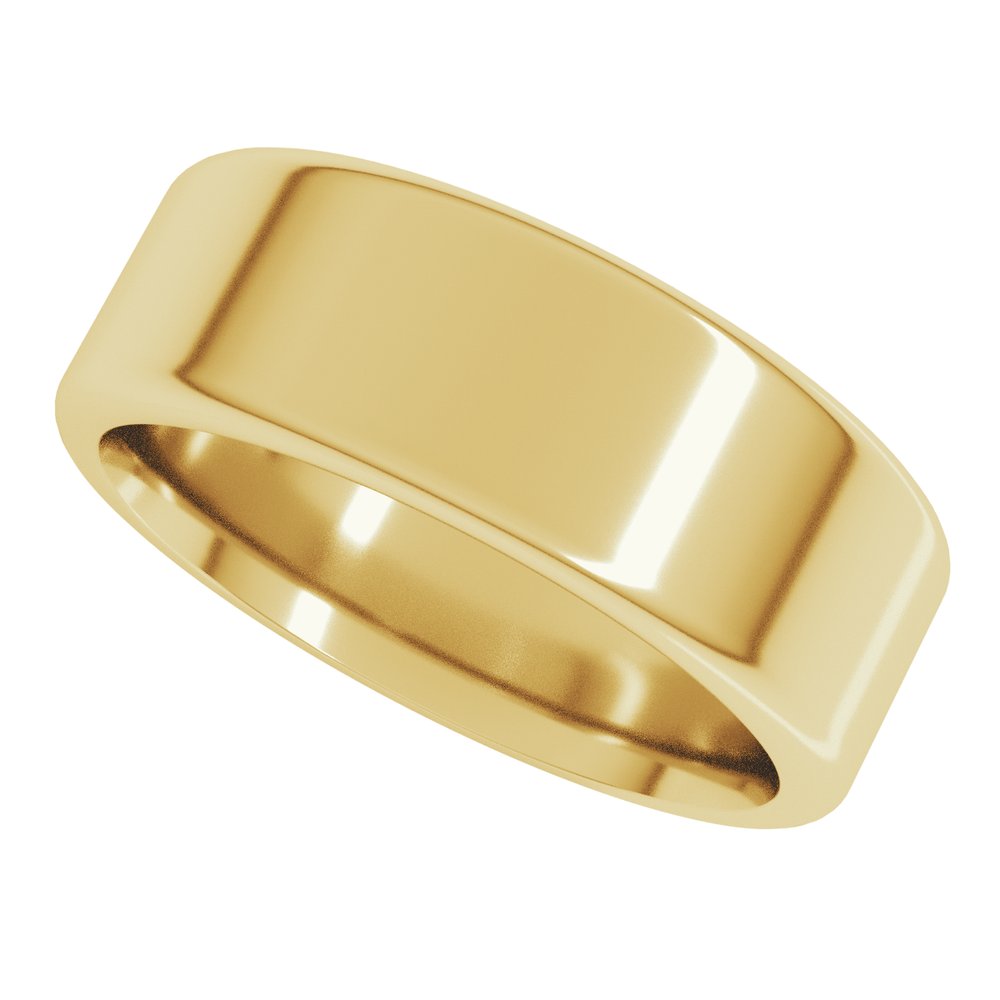 14K Yellow Gold 7 mm Round-Edge Comfort-Fit Flat Band Size 7.5