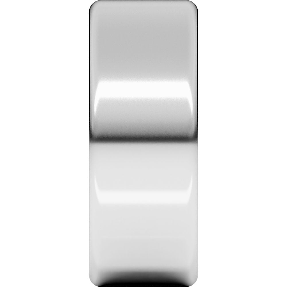 14K White Gold 8 mm Round-Edge Comfort-Fit Flat Band Size 7