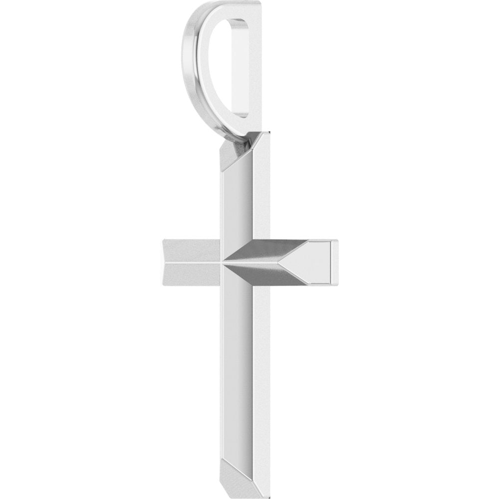 14K White Knife-Edge Cross Pendant