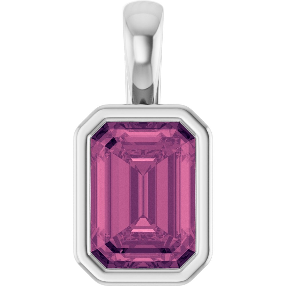 14K White Gold Natural Pink Tourmaline Pendant
