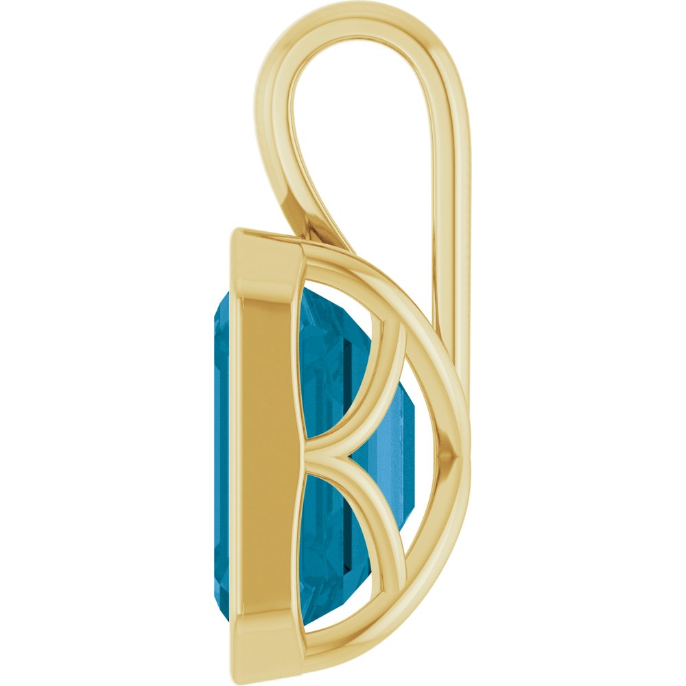 14K Yellow Gold Natural London Blue Topaz Pendant