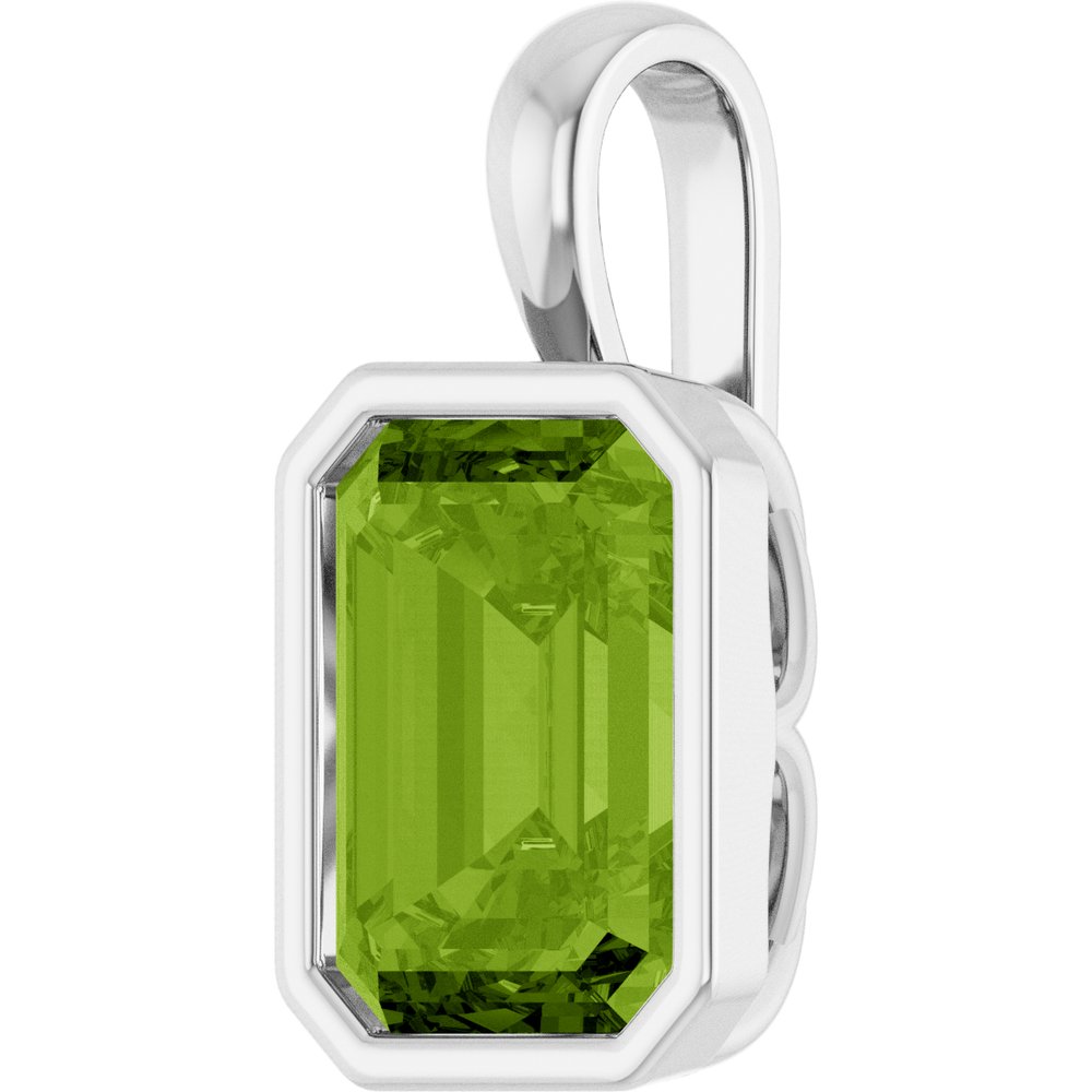 14K White Gold Natural Peridot Pendant