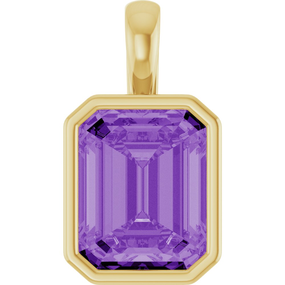 14K Yellow Gold Lab-Grown Purple Sapphire Pendant