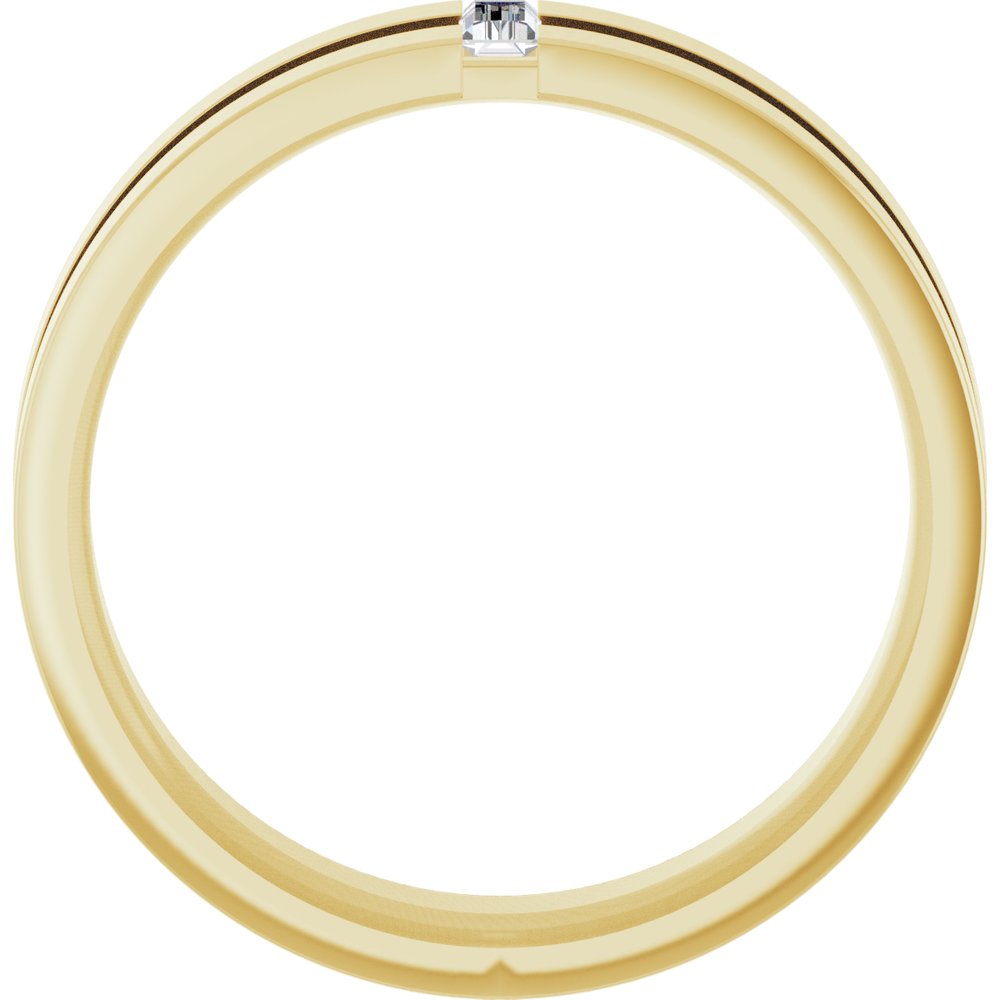 14K Yellow 1/8 CT Natural Diamond Notched Band Size 10