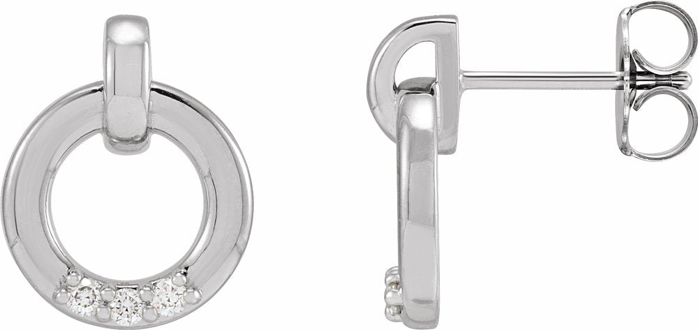 14K White Gold .08 CTW Natural Diamond Circle Earrings