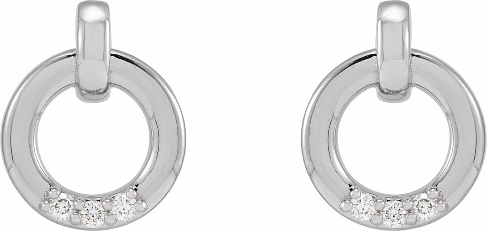 14K White Gold .08 CTW Natural Diamond Circle Earrings