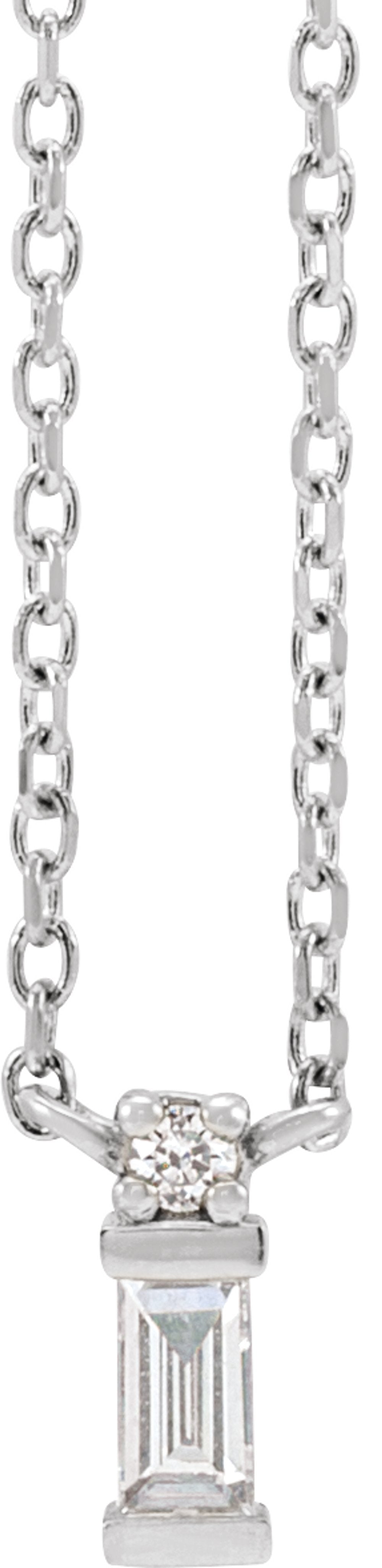 14K White Gold .07 CTW Natural Diamond Bar 18" Necklace