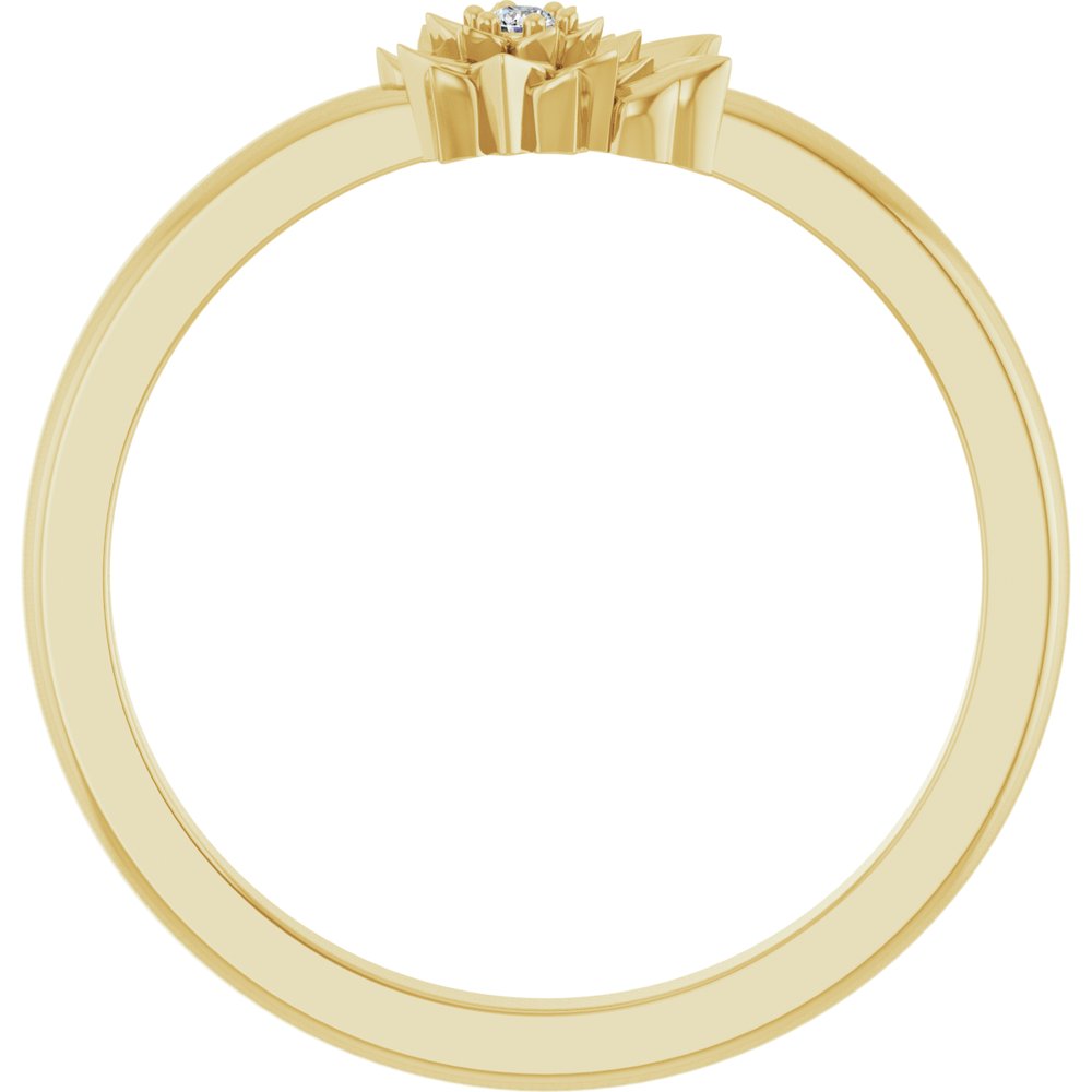 14K Yellow Gold .015 CT Natural Diamond Flower Ring