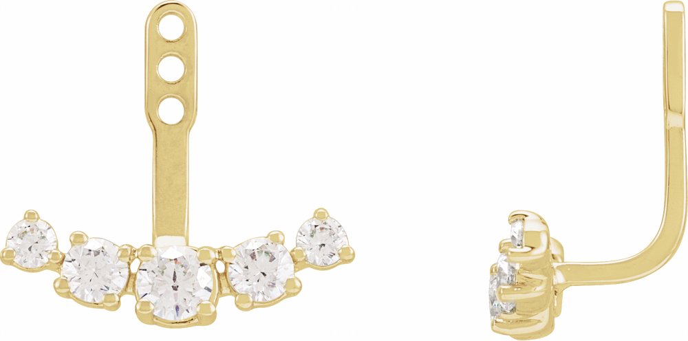14K Yellow Gold 1 CTW Lab-Grown Diamond Curved Bar Earring Jackets