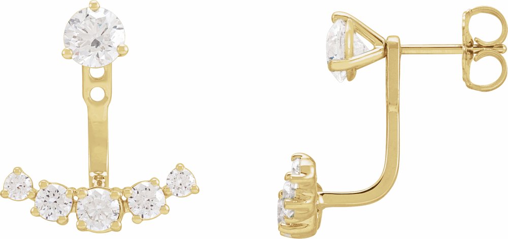 14K Yellow Gold 1 CTW Lab-Grown Diamond Curved Bar Earring Jackets