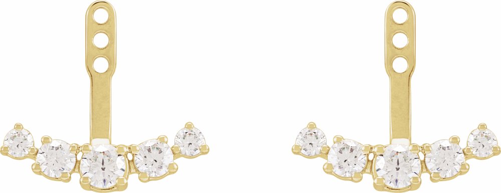 14K Yellow Gold 1 CTW Lab-Grown Diamond Curved Bar Earring Jackets