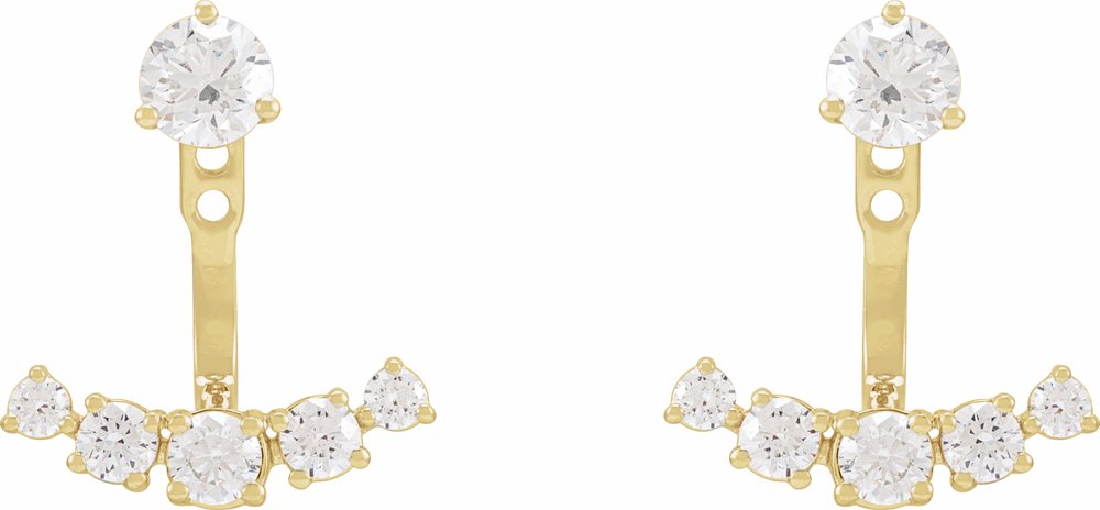 14K Yellow Gold 1 CTW Lab-Grown Diamond Curved Bar Earring Jackets