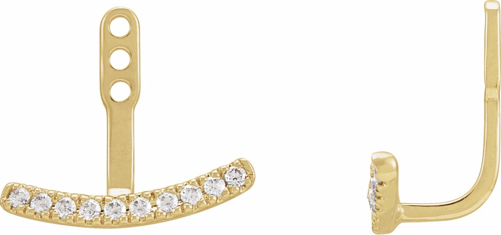 14K Yellow Gold 1/5 CTW Lab-Grown Diamond Curved Bar Earring Jackets