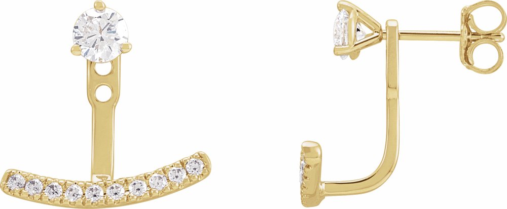 14K Yellow Gold 1/5 CTW Lab-Grown Diamond Curved Bar Earring Jackets