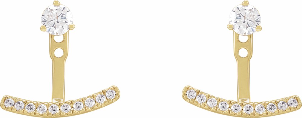 14K Yellow Gold 1/5 CTW Lab-Grown Diamond Curved Bar Earring Jackets