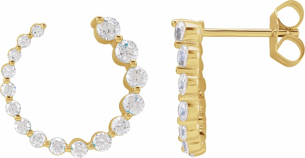 14K Yellow Gold 7/8 CTW Natural Diamond Front-Back Earrings