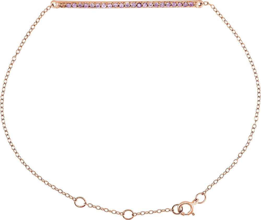 14K Rose Gold Natural Pink Sapphire 8" Bracelet