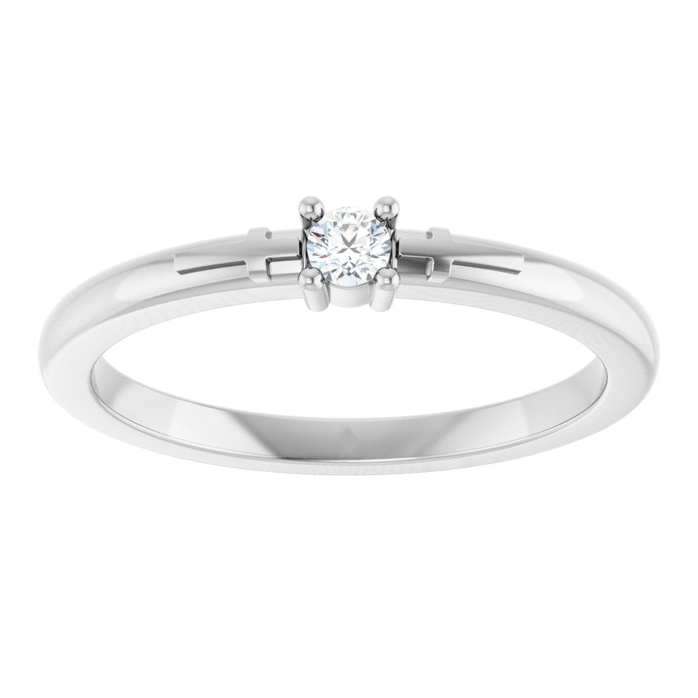 Sterling Silver .06 CT Natural Diamond Cross Promise Ring