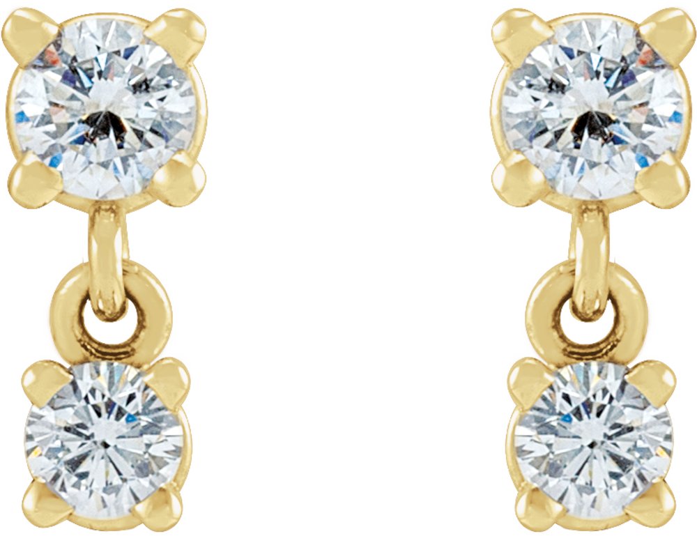 14K Yellow Gold 1/3 CTW Natural Diamond Two-Stone Earrings