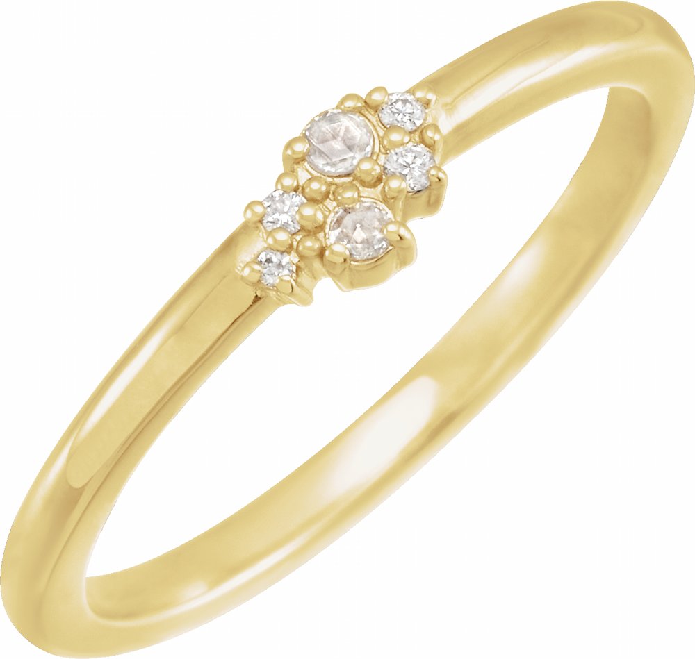 14K Yellow Gold .04 CTW Rose-Cut & Faceted Natural Diamond Stackable Ring