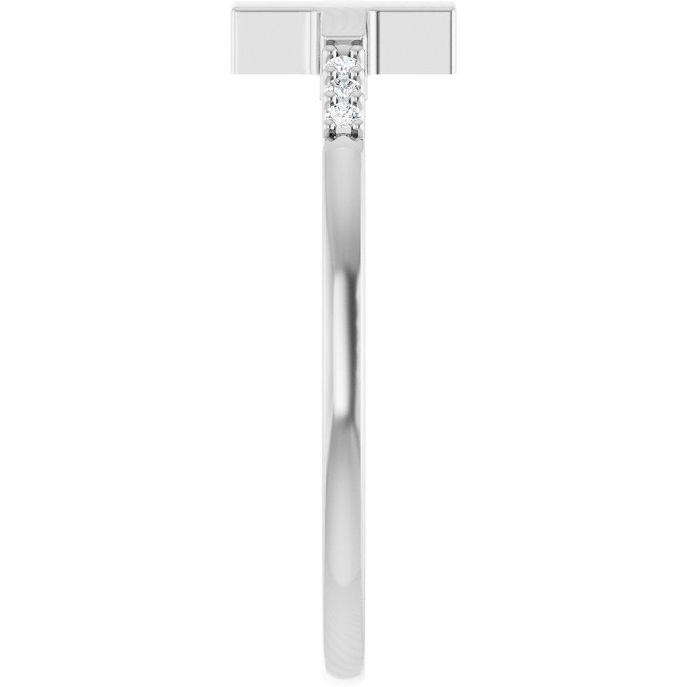 14K White .025 CTW Diamond Stackable Sideways Cross Ring