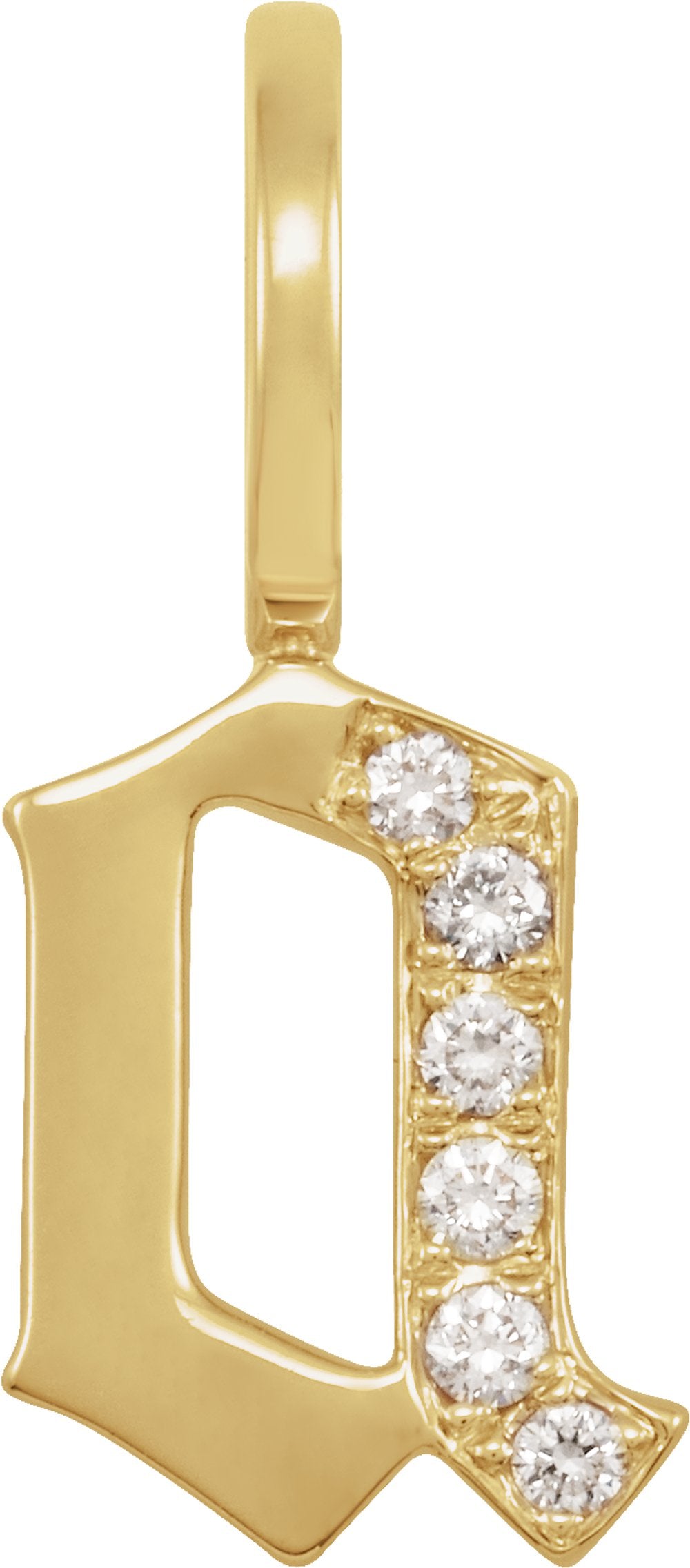 14K Yellow Gold .05 CTW Natural Diamond Gothic Initial A Charm/Pendant